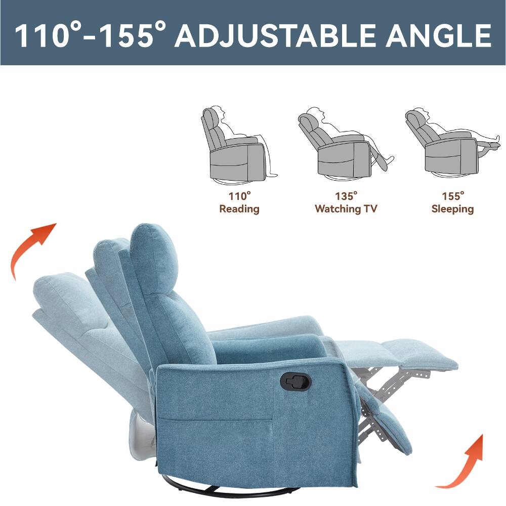 110-155° ADJUSTABLE ANGLE

110° Reading
135° Watching TV
155° Sleeping