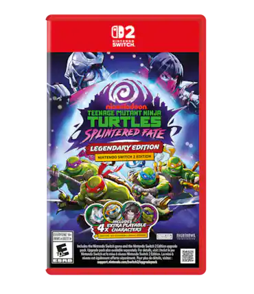 12 NINTENDO SWITCH.
nickelodeon TEENAGE MUTANT NINJA TURTLES SPLINTERED FATE LEGENDARY EDITION NINTENDO SWITCH 2 EDITION
INCLUDES 4 EXTRA PLAYABLE CHARACTERS EVERYONE 10+ JUNKYARD MAL EXPANSION : DIGITAL ARTBOOK SUPER EVIL NIGHTHAWK MEGACORP ENFANTS ADULTES
Includes the Nintendo Switch game and the Nintendo Switch 2 Edition upgrade pack. Upgrade pack also available separately. For details, visit: support.nintendo.com/switch2/upgradepack
Inclut le jeu Nintendo Switch et la mise à niveau Nintendo Switch 2 Edition. La mise à niveau est également offerte séparément. Pour plus de détails, visitez: support.nintendo.com/switch2/upgradepack - E10+ (Everyone 10+)