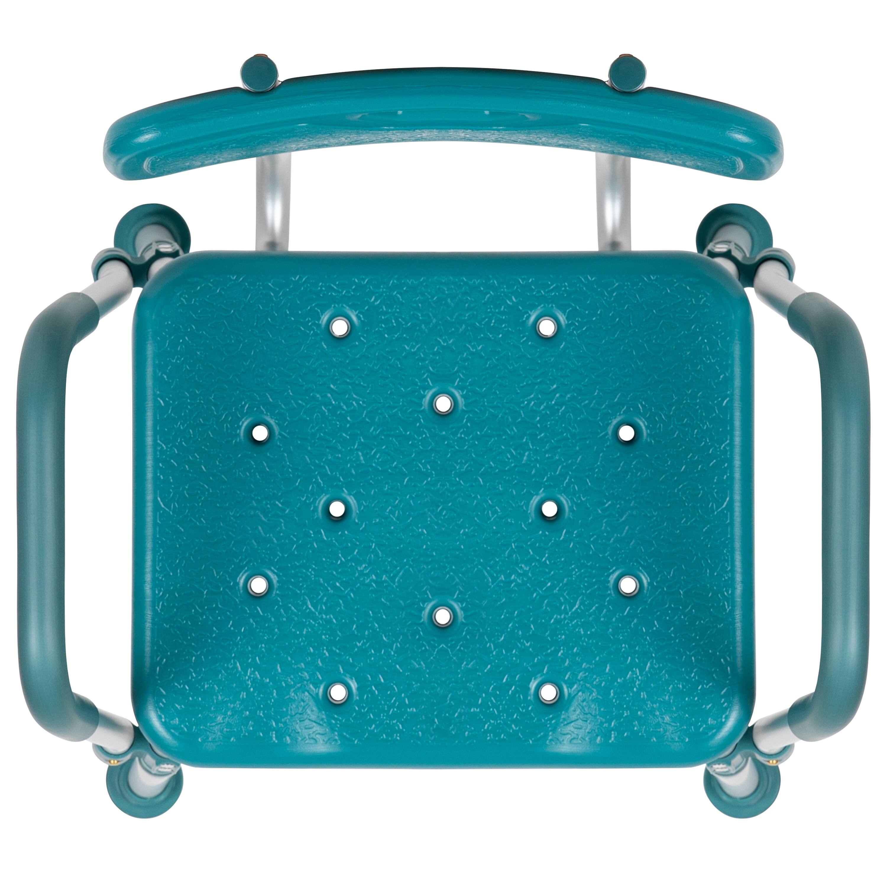 Alt View 9. Emma + Oliver - 300 Lb. Capacity Quick Release Back & Arm Shower Chair - Teal.