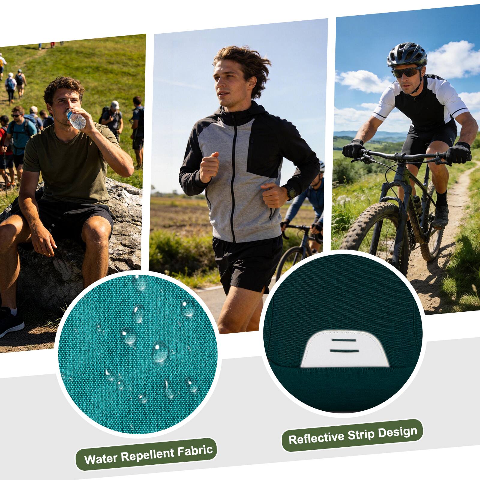 Water Repellent Fabric  
Reflective Strip Design