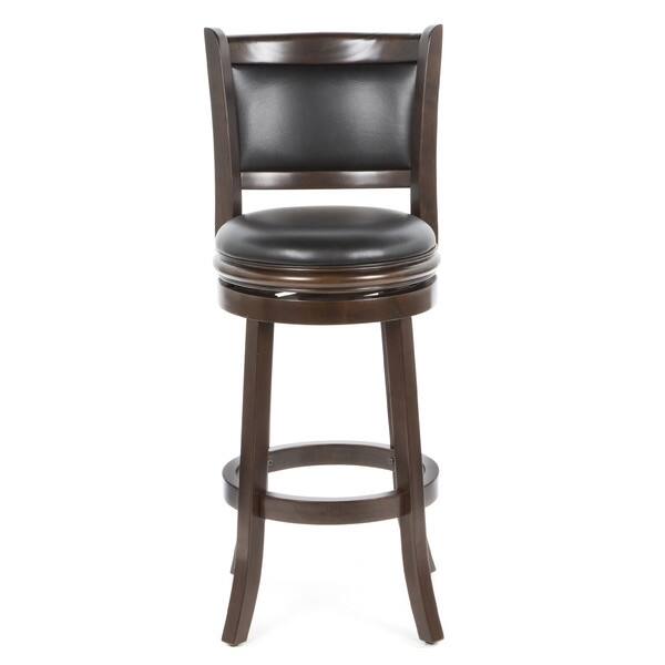Angle. Hivvago - Cappuccino 29-inch Swivel Barstool with Faux Leather Cushion Seat - Black.