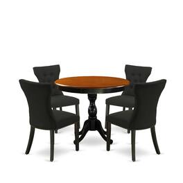 East West Furniture - 5-Piece Dinette Set Consists of a Modern Dining Table and 4 Black Linen Fabric Upholstered Dining - Multi-Color