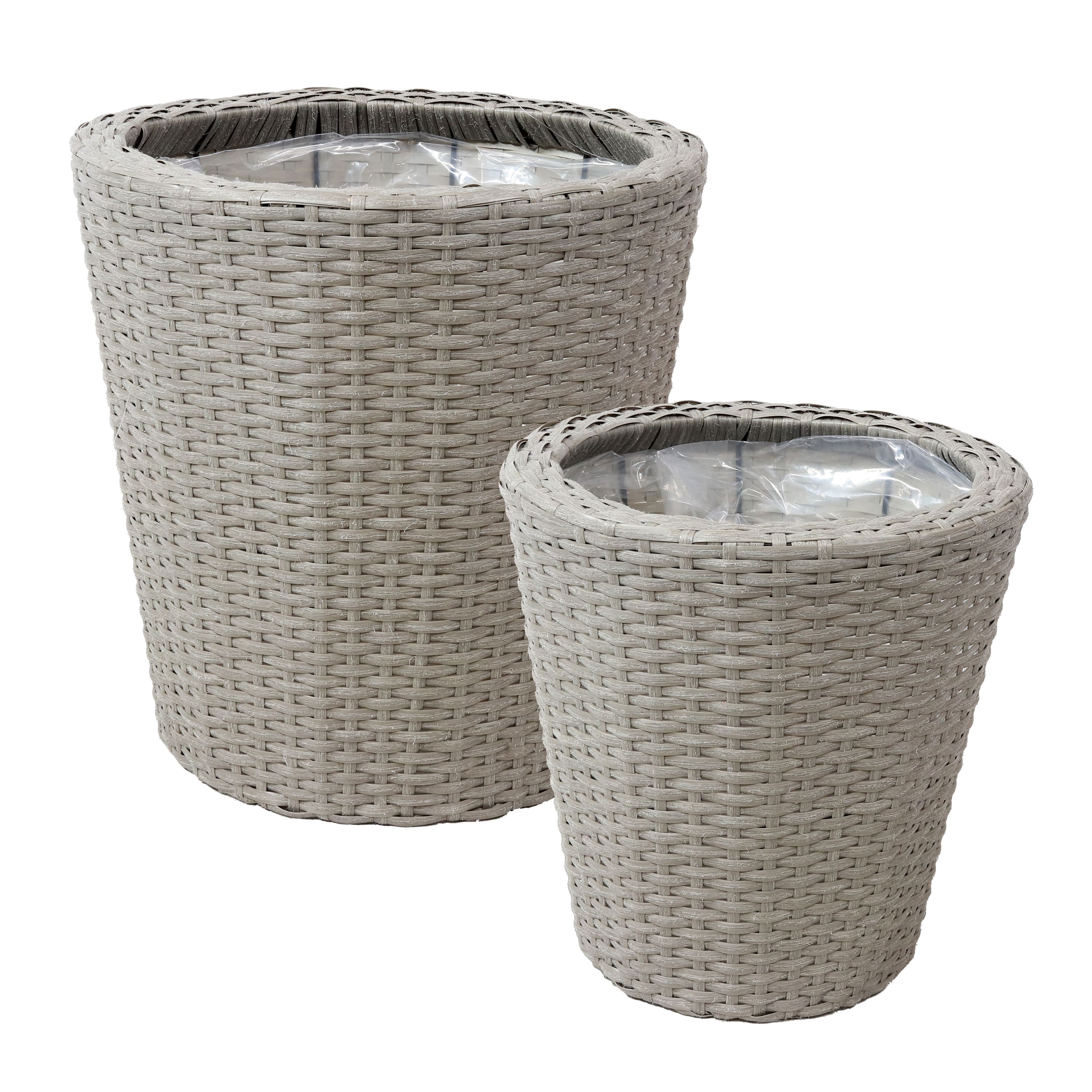 Sunnydaze - Polyrattan Indoor Round Planter - 14.5 in, 11.75 in - Gray price history on PriceWatchPro