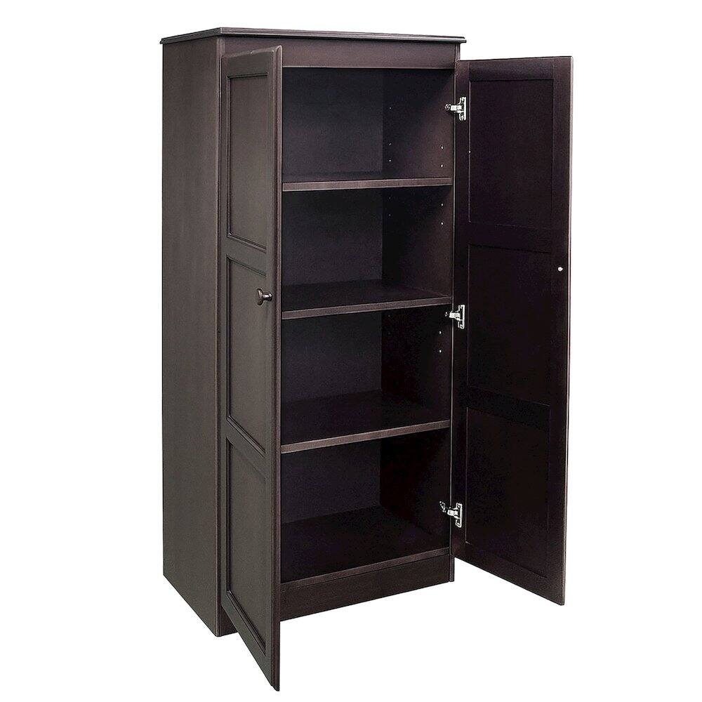 Back. Concepts in Wood - Multi use Storage Cabinet 4 Shelves Espresso Finish - Brown.