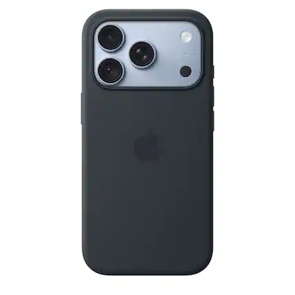 Front. Apple - iPhone 18 Pro Silicone Case with MagSafe - Navy Blue.