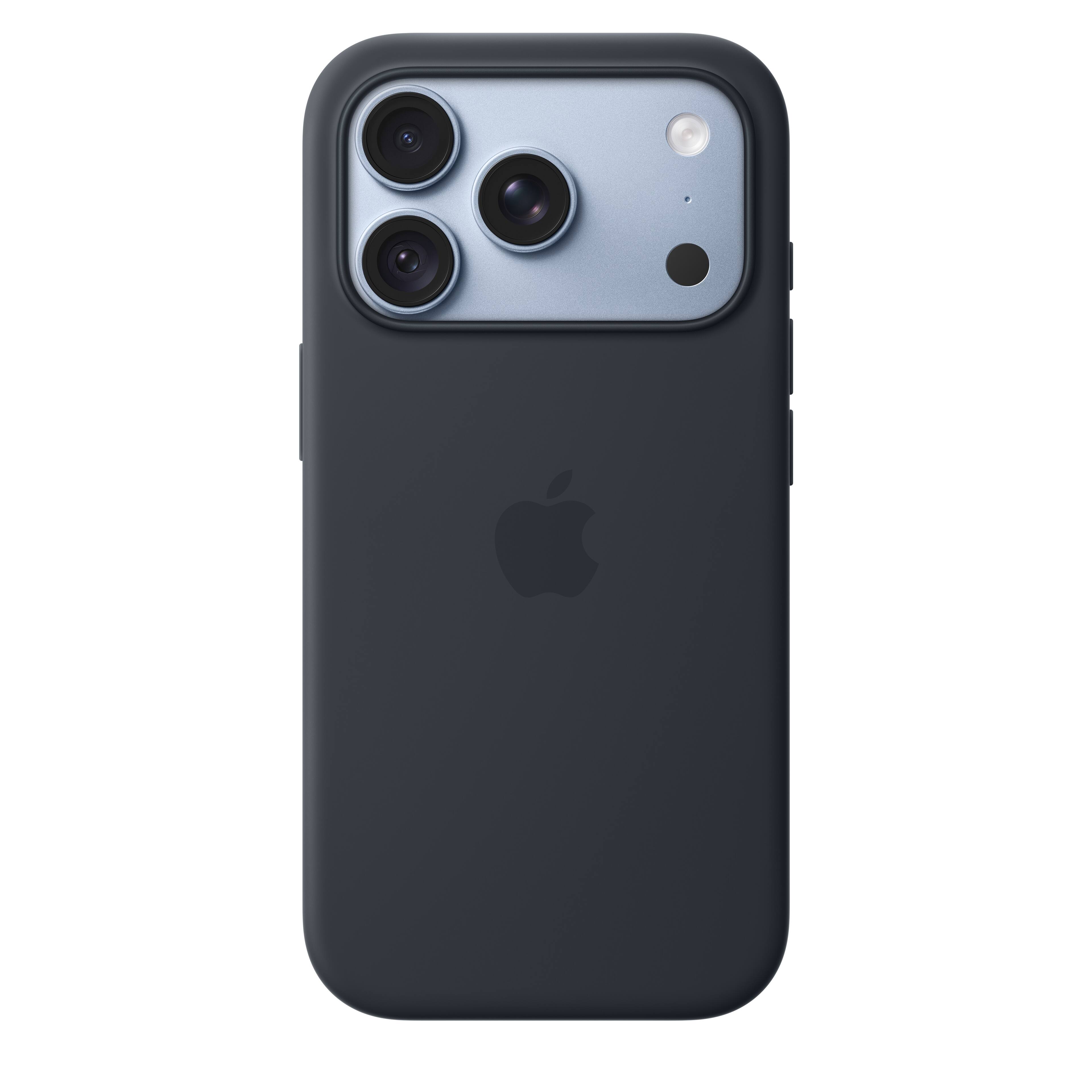 Front. Apple - iPhone 18 Pro Silicone Case with MagSafe - Navy Blue.