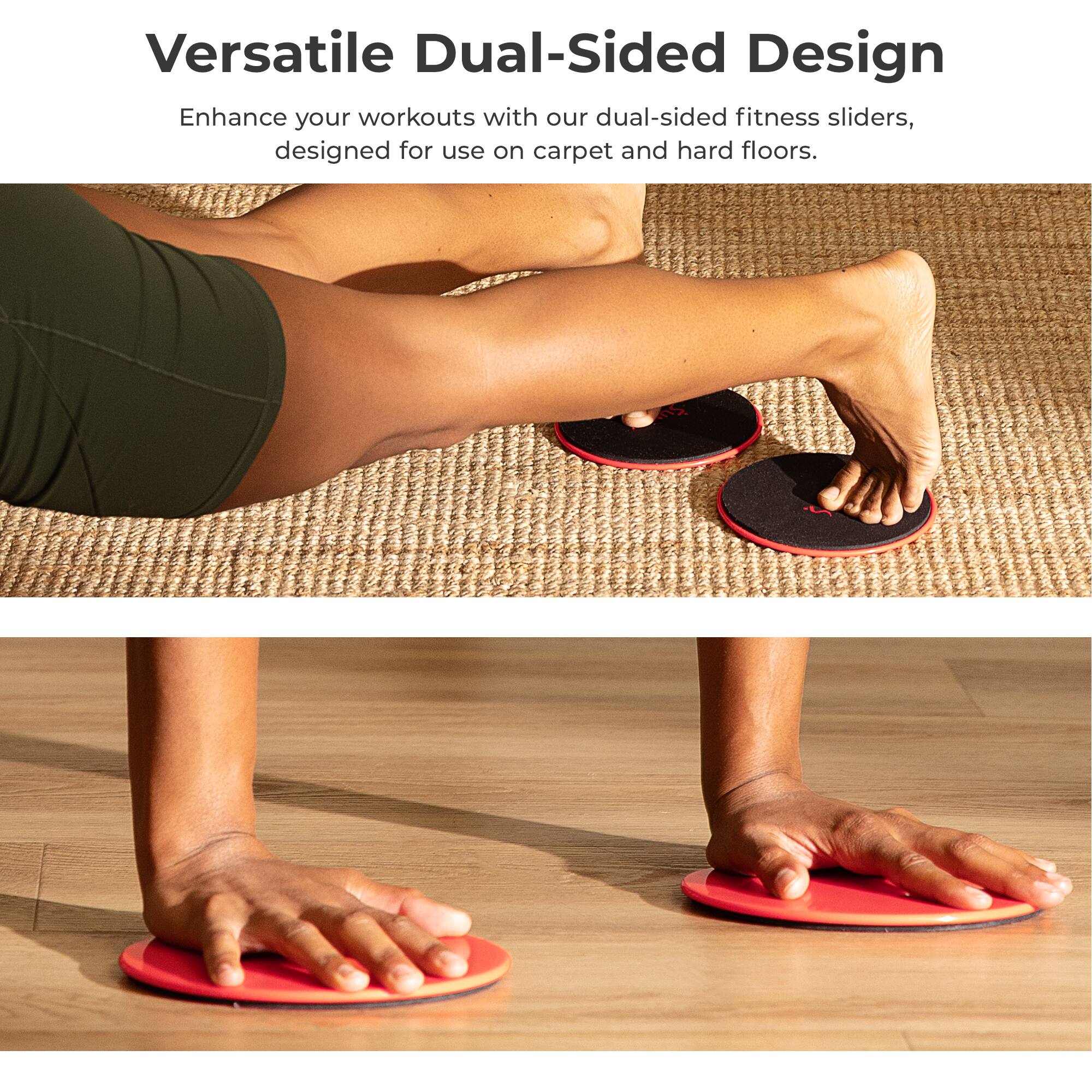Versatile Dual-Sided Design

Enhance your workouts with our dual-sided fitness sliders, designed for use on carpet and hard floors.