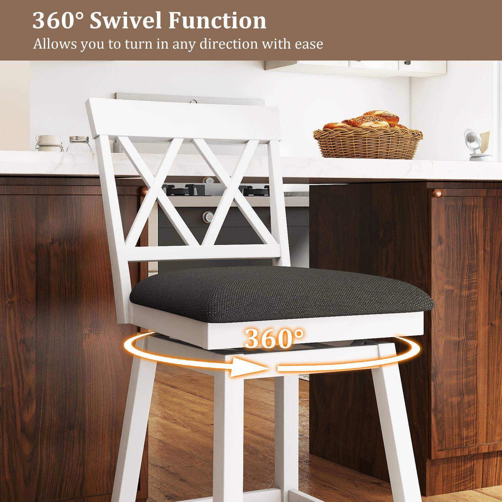 360° Swivel Function  
Allows you to turn in any direction with ease