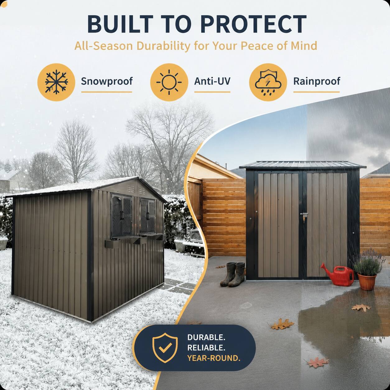 BUILT TO PROTECT  
All-Season Durability for Your Peace of Mind  
Snowproof  
Anti-UV  
Rainproof  

DURABLE.  
RELIABLE.  
YEAR-ROUND.