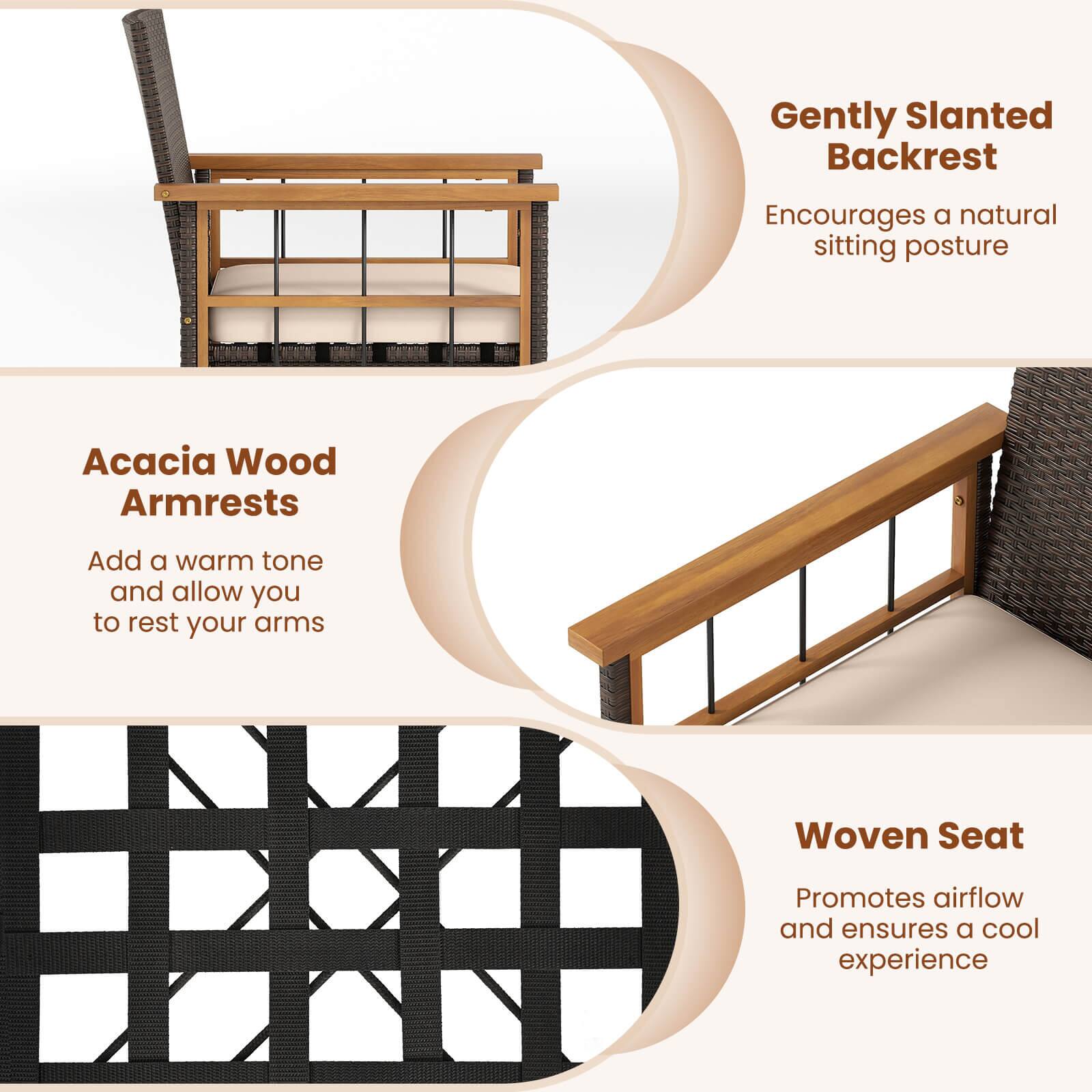 - **Gently Slanted Backrest**  
  Encourages a natural sitting posture

- **Acacia Wood Armrests**  
  Add a warm tone and allow you to rest your arms

- **Woven Seat**  
  Promotes airflow and ensures a cool experience