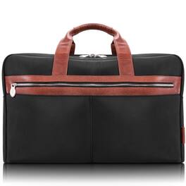 McKlein - 21" Nylon Dual-Compartment Carry-On Duffel, Padded Laptop & Tablet Sleeve, Accessory Organizer, Locking Metal Zippers - Black