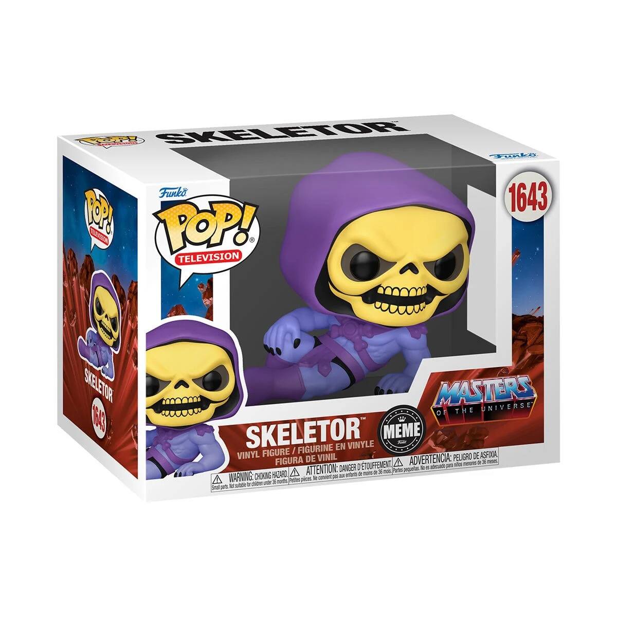 LPe SKELETOR FkA Funko 1643 R A TOP! TELEVISION SKELETOR 1643 MASTERS UNIVERSE OF THE  SKELETOR MEME FIGURINE EN VINYLE FIGURE / VINYL DE VINIL PELIGRO DE ASFIIA FIGURA TOUFFEMENT A ADVERTENCIA: an sit -  x - ATTENTION: DANGER I gequatos 1 8 aovA A dI 3 mo Pates HADARO eonen 9 -im WARNING: CHOKING M carviert - a3 A a nuts Pettes peos M wtte a ae ad Seal pets