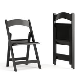 Emma + Oliver - Folding Chair - Resin– 2 Pack 800LB Weight Capacity Event Chair - Black