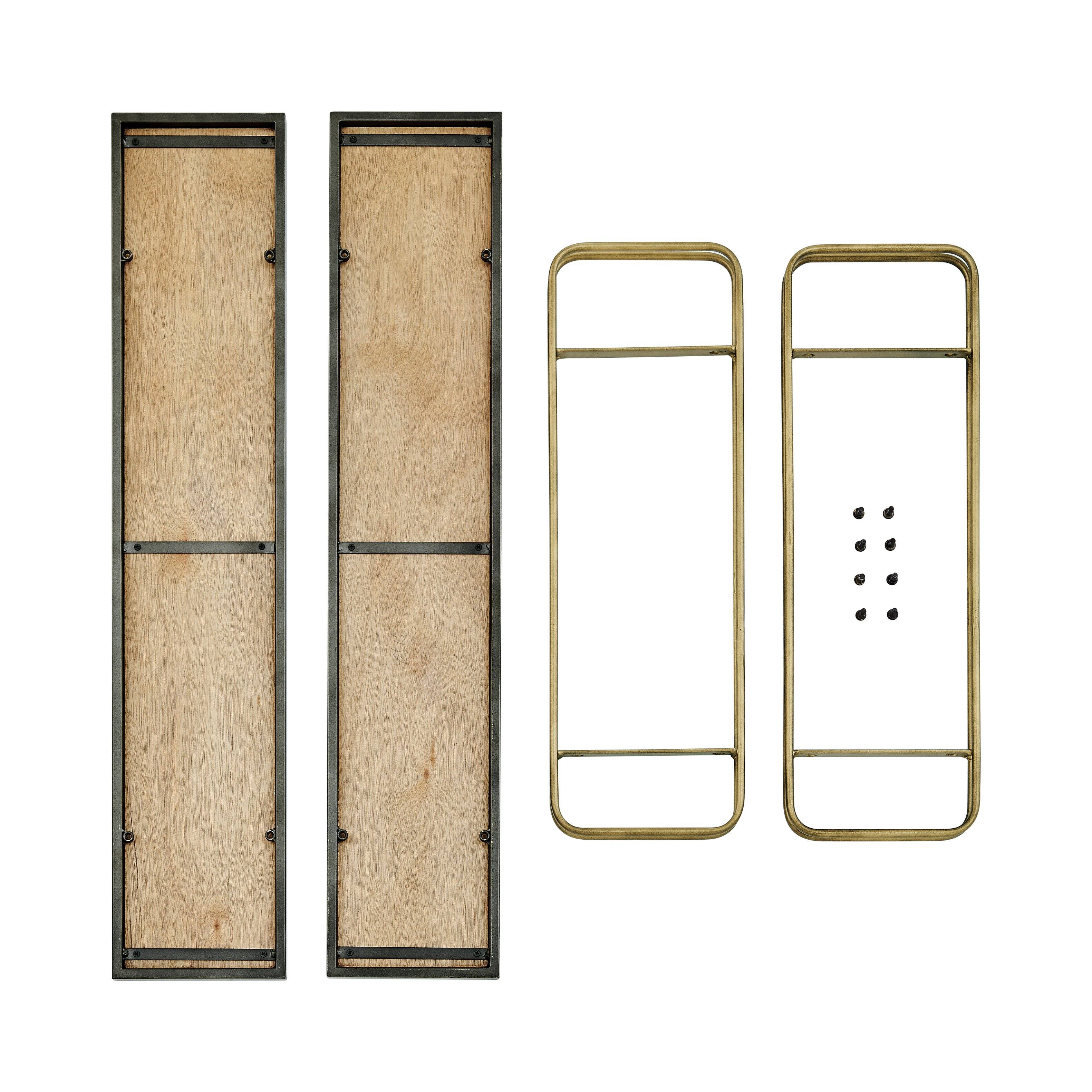 Alt View 7. Danya B - Two-Tier Gold and Washed Oak Bracket Wall Shelf - Gold, Brown.