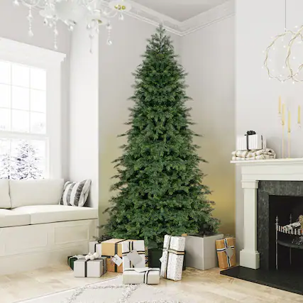 Front. Gymax - Gymax 7.5 FT Artificial Xmas Tree w/ 1019 PE PVC Branch Tips & Folding Metal Stand - Green.
