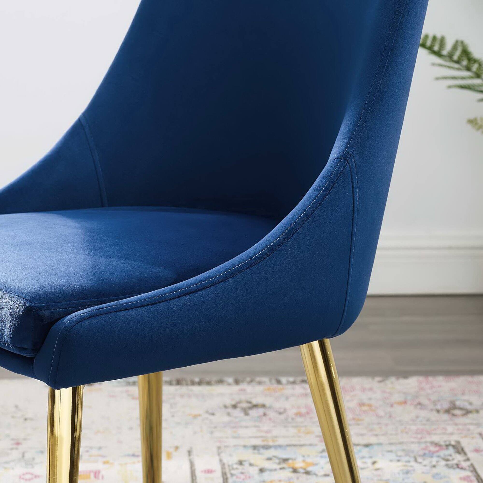 Left. Modway - Viscount Modern Accent Performance Velvet Dining Chair by Modway - Navy.