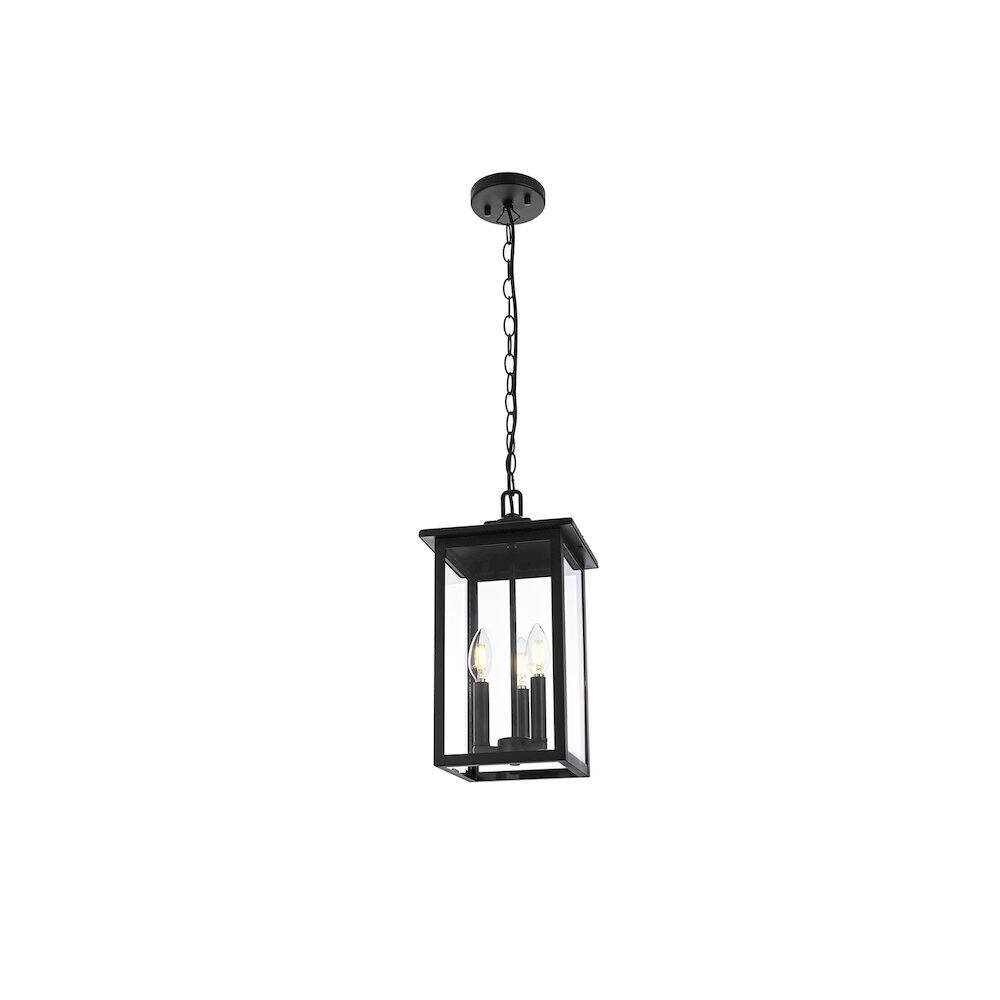 Angle. Elegant Lighting - Carlisle 7 inch Outdoor Pendant in Black - Black.