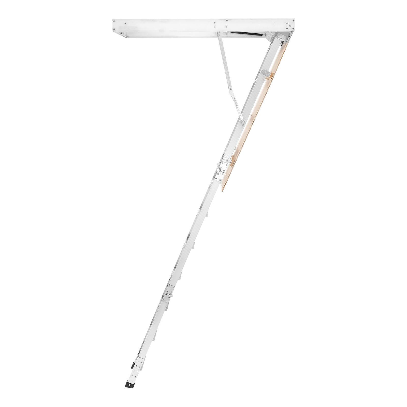 Alt View 5. VEVOR - Aluminum Attic Ladder,Fits 9.8'-10.3'/7.66'-9.8' Ceiling Height, 54" x 22.5" Opening,375 lbs Load Capacity,Multi-Purpose - Silver.