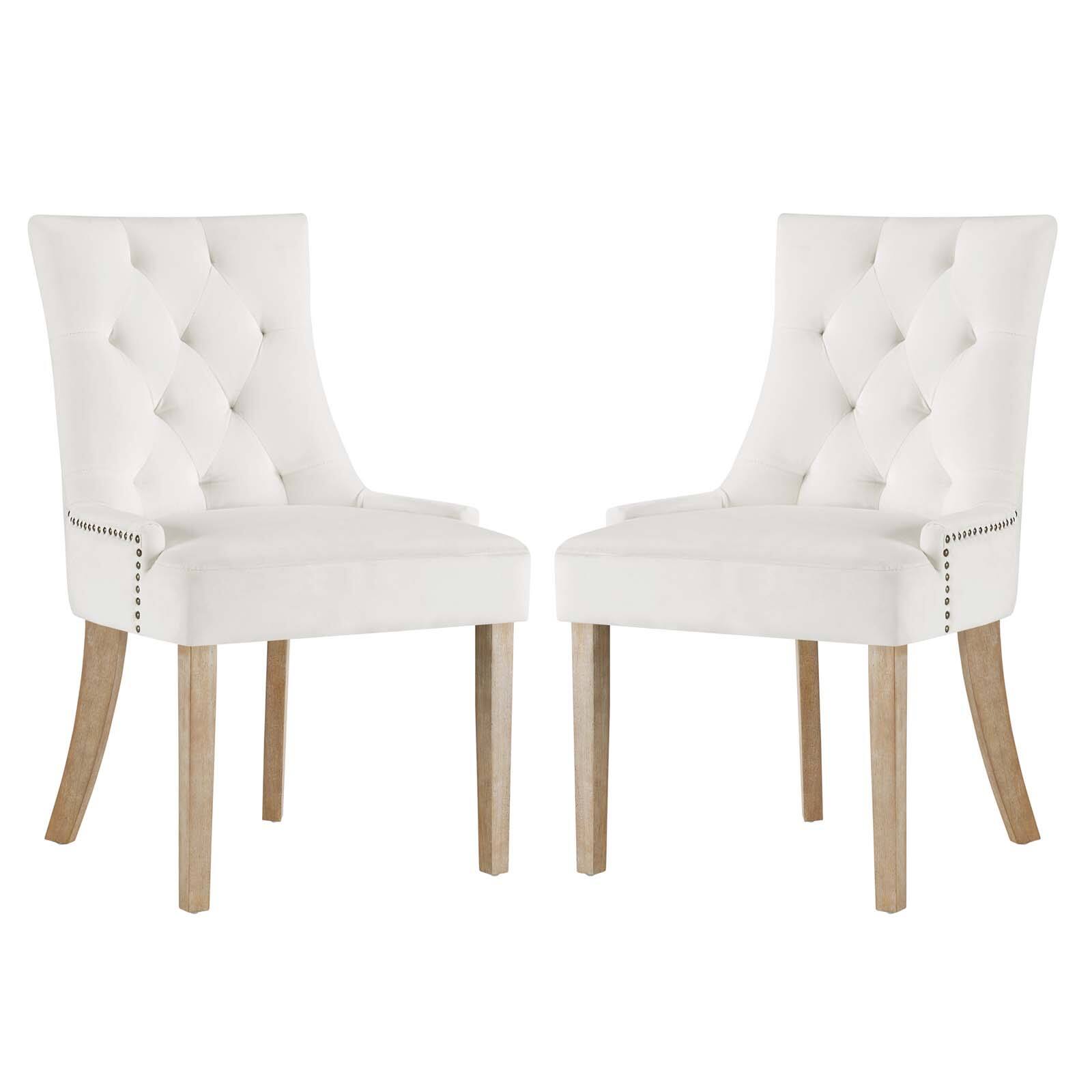 Angle. Modway - Pose Performance Velvet Dining Chair Set of 2 by Modway - Ivory.