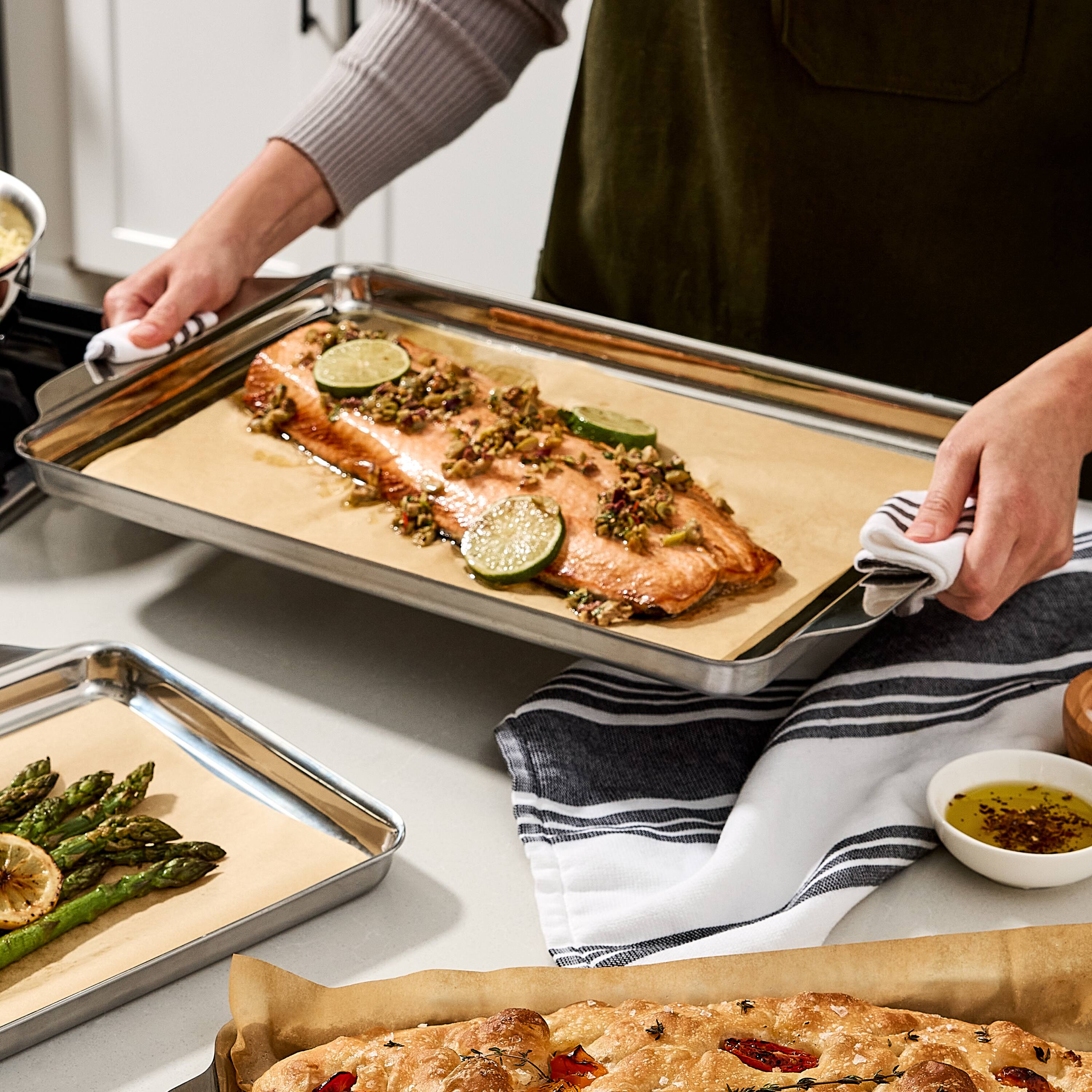 Alt View 6. All Clad - All-Clad 11.5" x 17" Stainless Steel Half Sheet Pan Bakeware, Tri-ply, Silver.