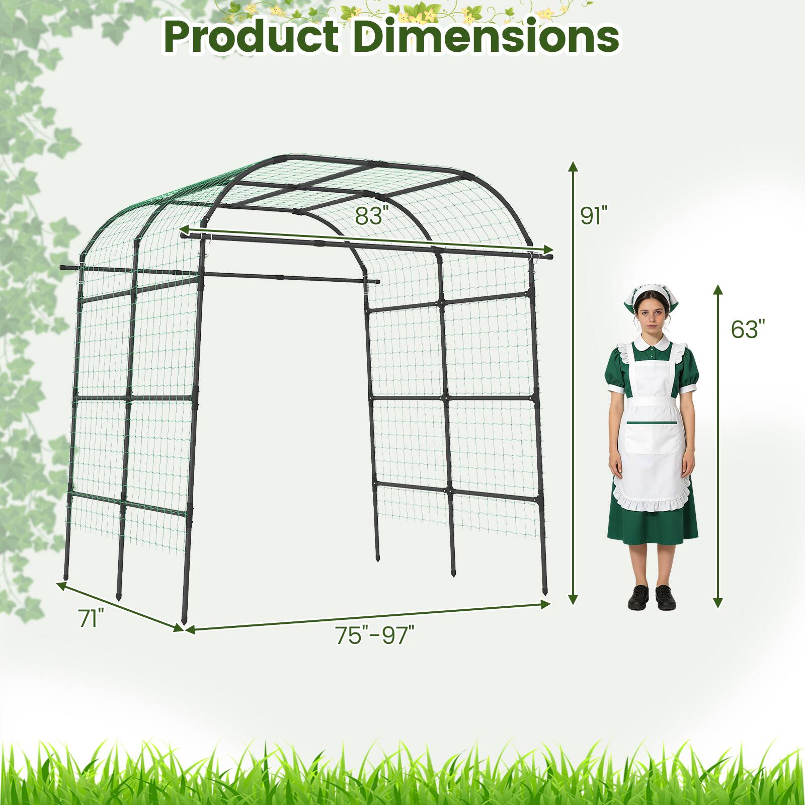 Product Dimensions: 83" x 91" x 63" x 71" x 75"-97"