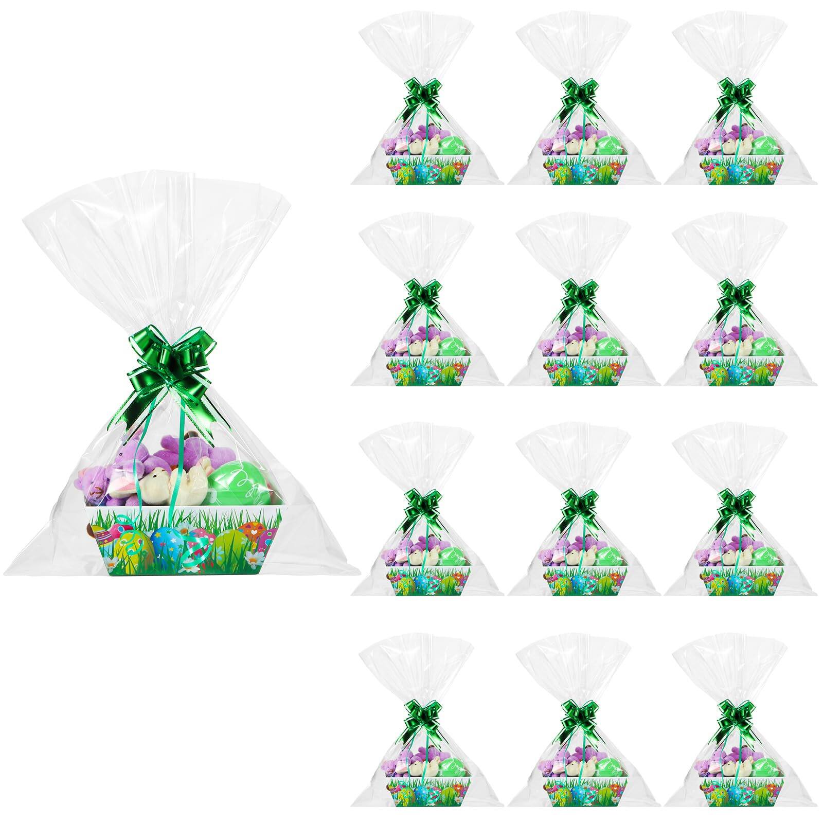Paradigms Interiors - 50 Easter Basket For Gifts Empty Include 12 8" X 6" 3" Gift To Fill With 18 Pull Bows And 20 Clear Plastic - Default