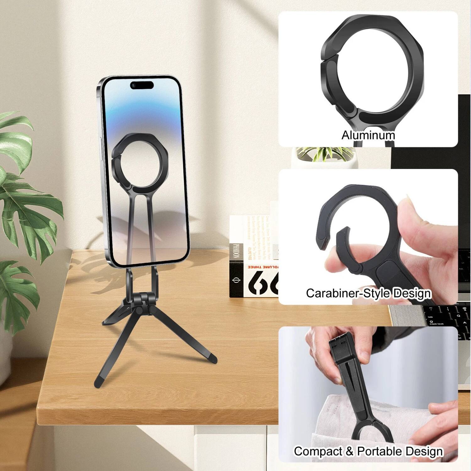 - Aluminum
- Carabiner-Style Design
- Compact & Portable Design