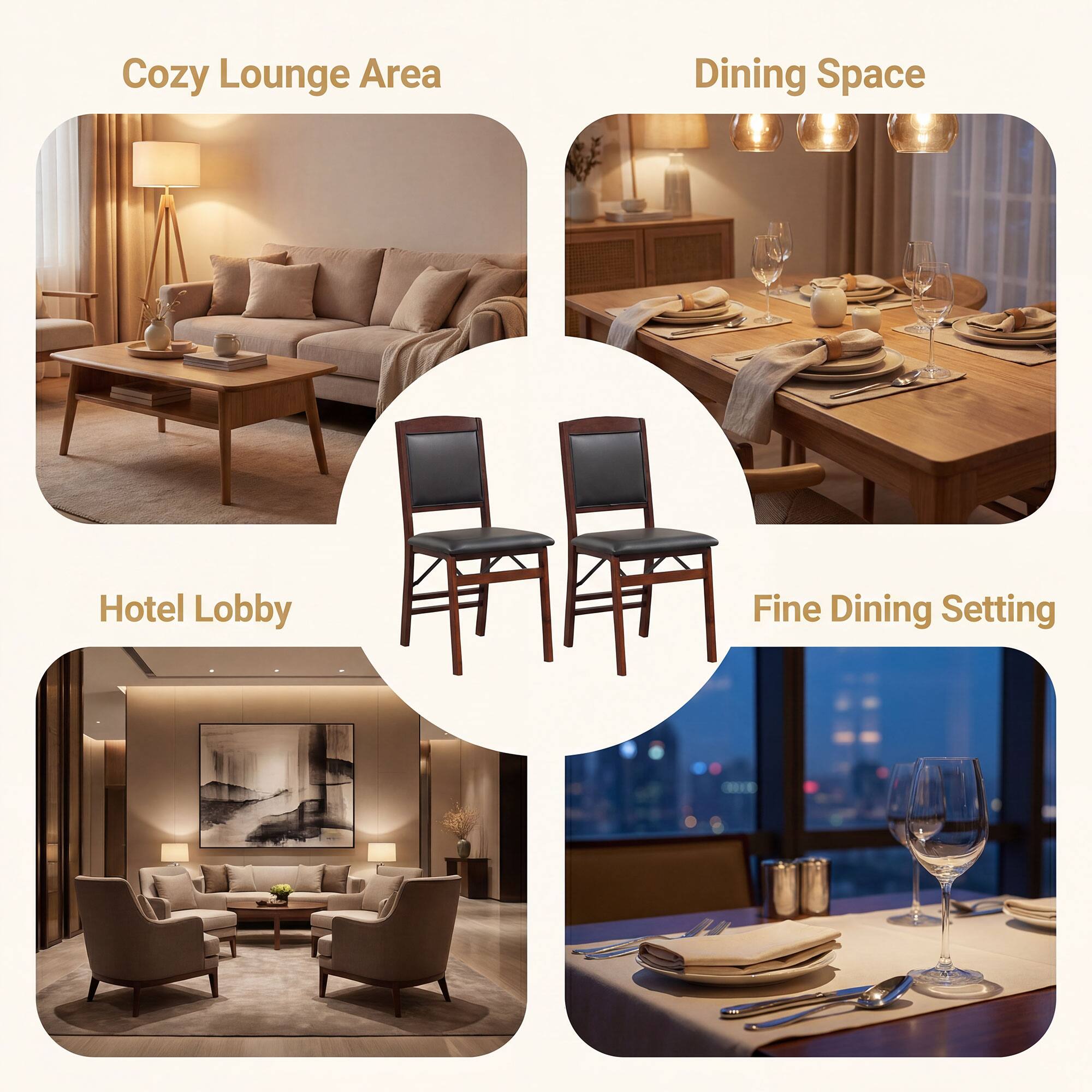 Cozy Lounge Area  
Dining Space  
Hotel Lobby  
Fine Dining Setting