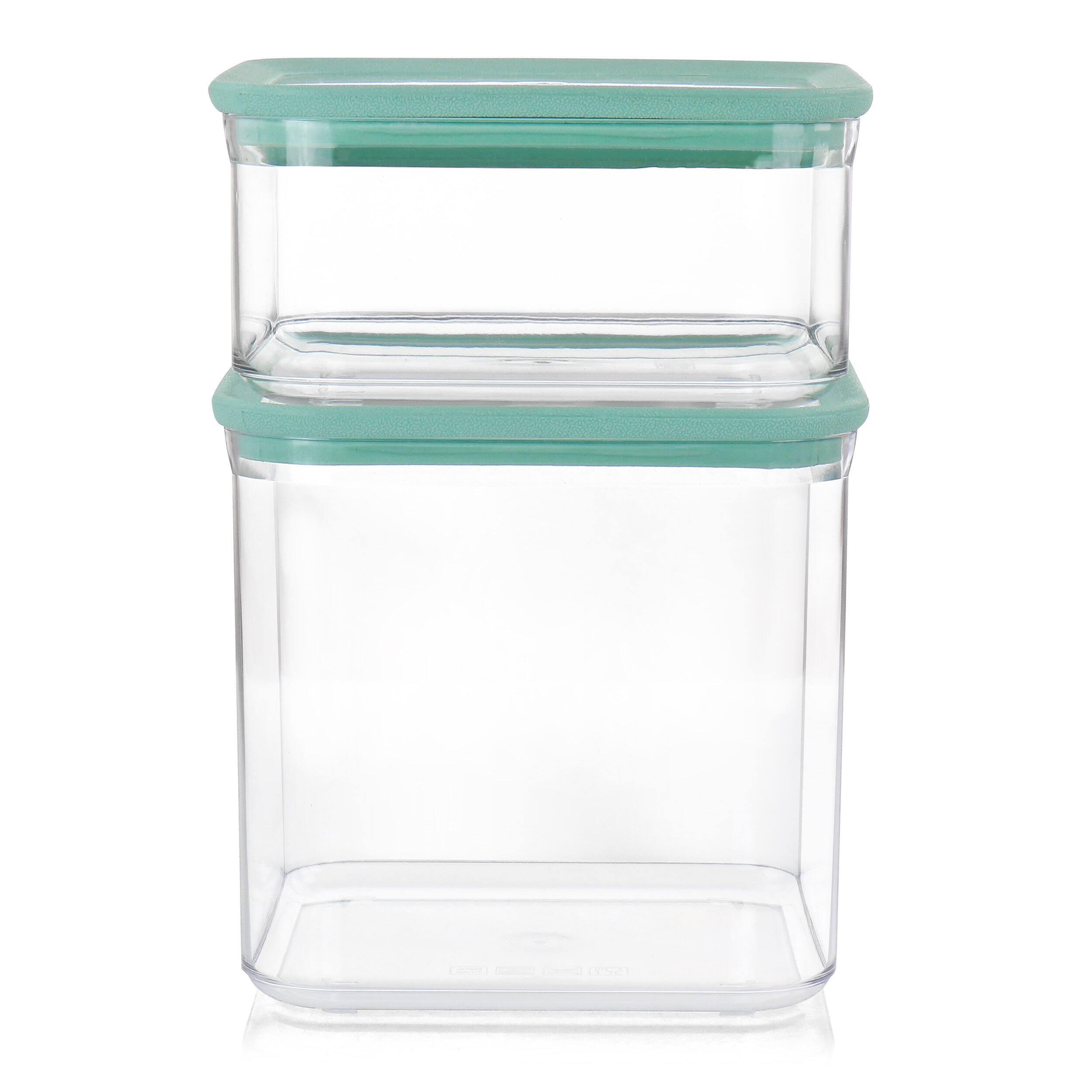 Left. Martha Stewart - Martha Stewart 2 Piece Plastic Stackable Container Set with Lids - Clear.