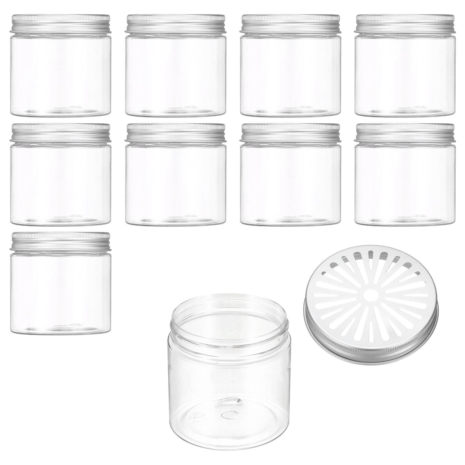 Front. Unique Bargains - Premium Empty Scent Beads Container, Refillable Spice Tin Hollow Lid, 10pcs 6.8oz - For Aromatherapy, Scent, Storage - Clear.