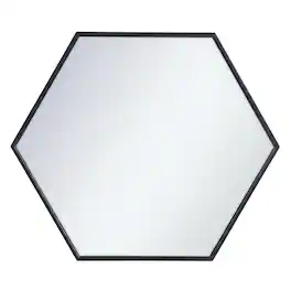 Elegant Decor - Metal frame hexagon mirror 24 inch - Black