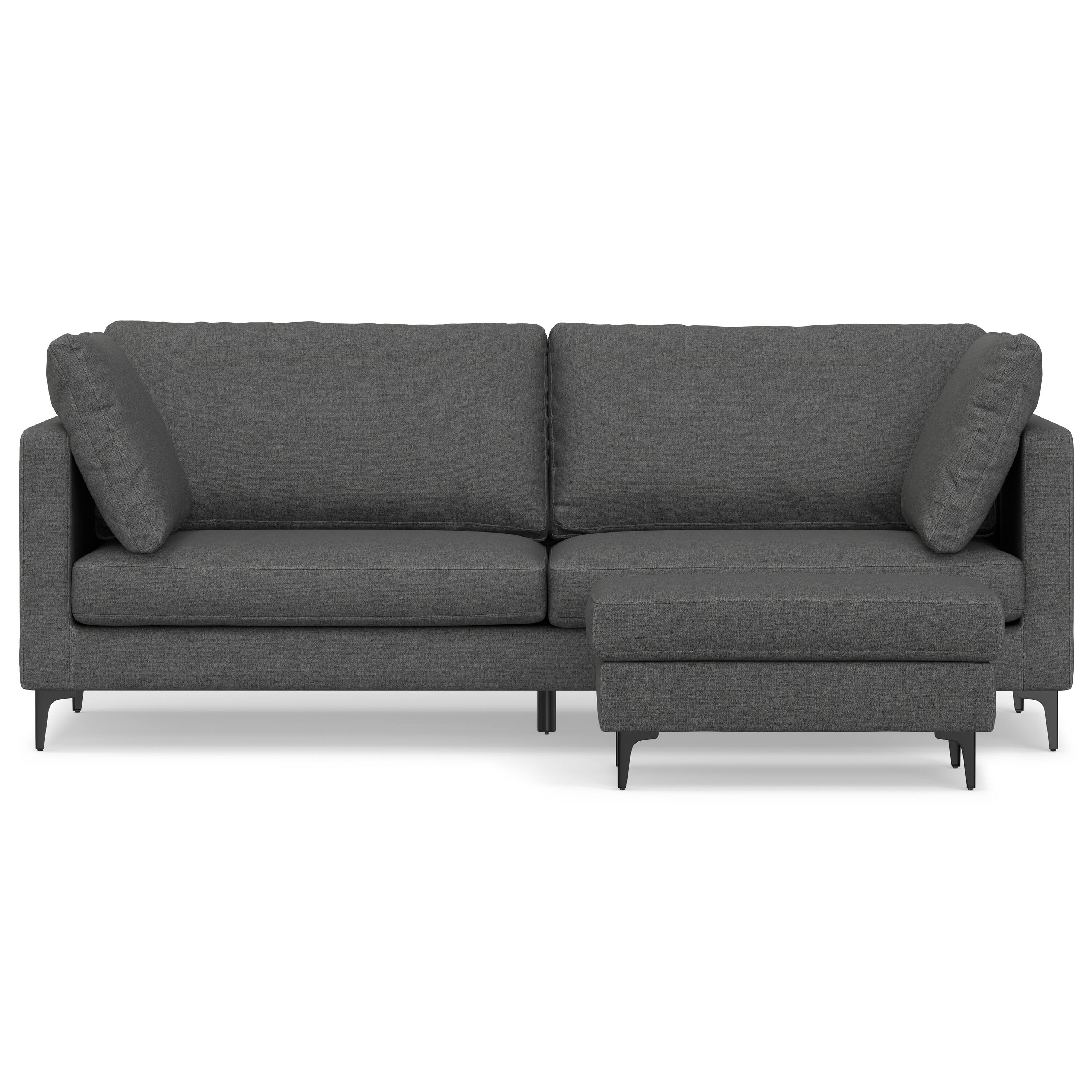 Alt View 2. Simpli Home - Ava 90-inch Sofa and Ottoman Set in Tightly Woven Performance Fabric - Pebble Grey.
