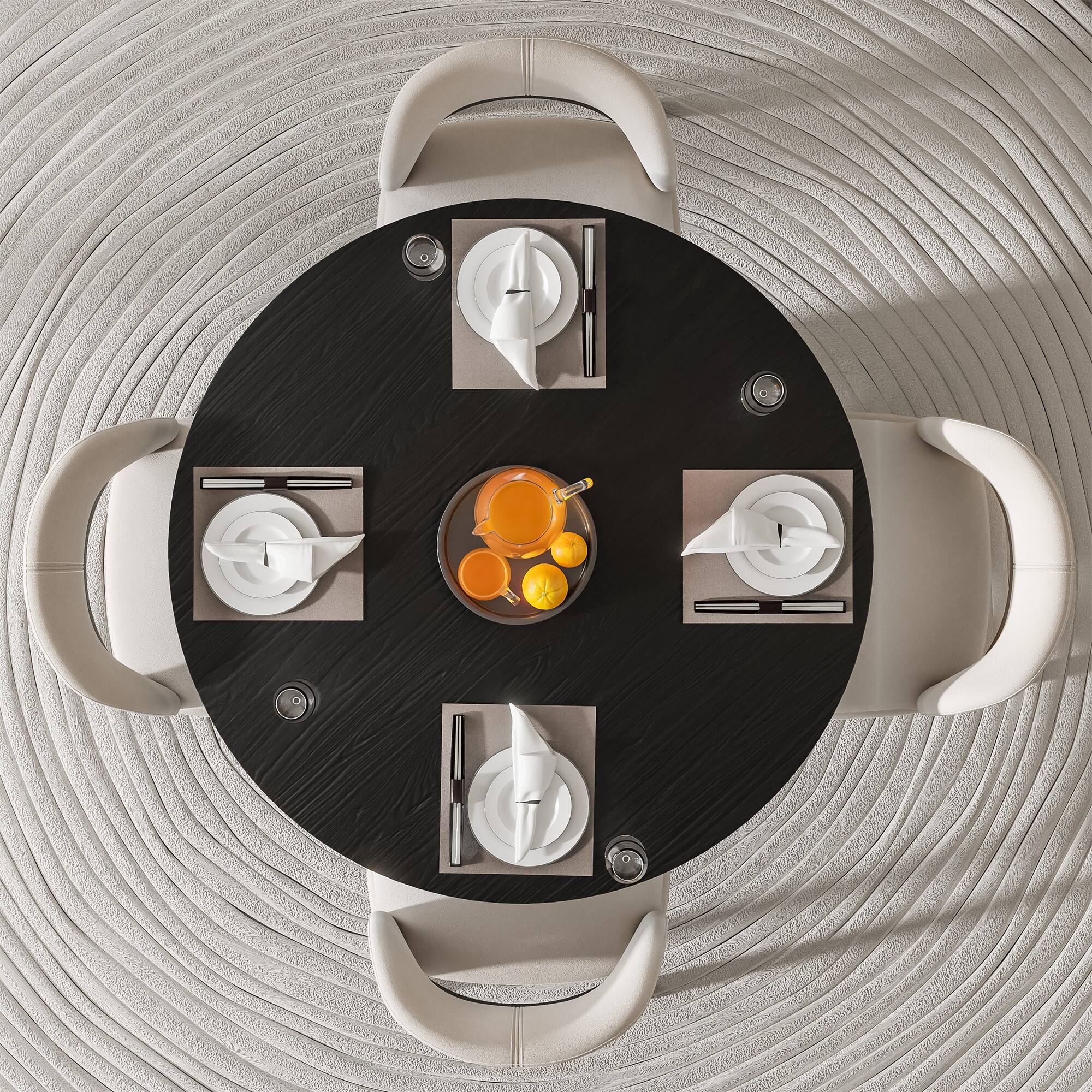 Alt View 2. PexFix - Rustic Farmhouse 46" Solid Oak Dining Table with Woven Cross Legs - Seats 4 - Black.