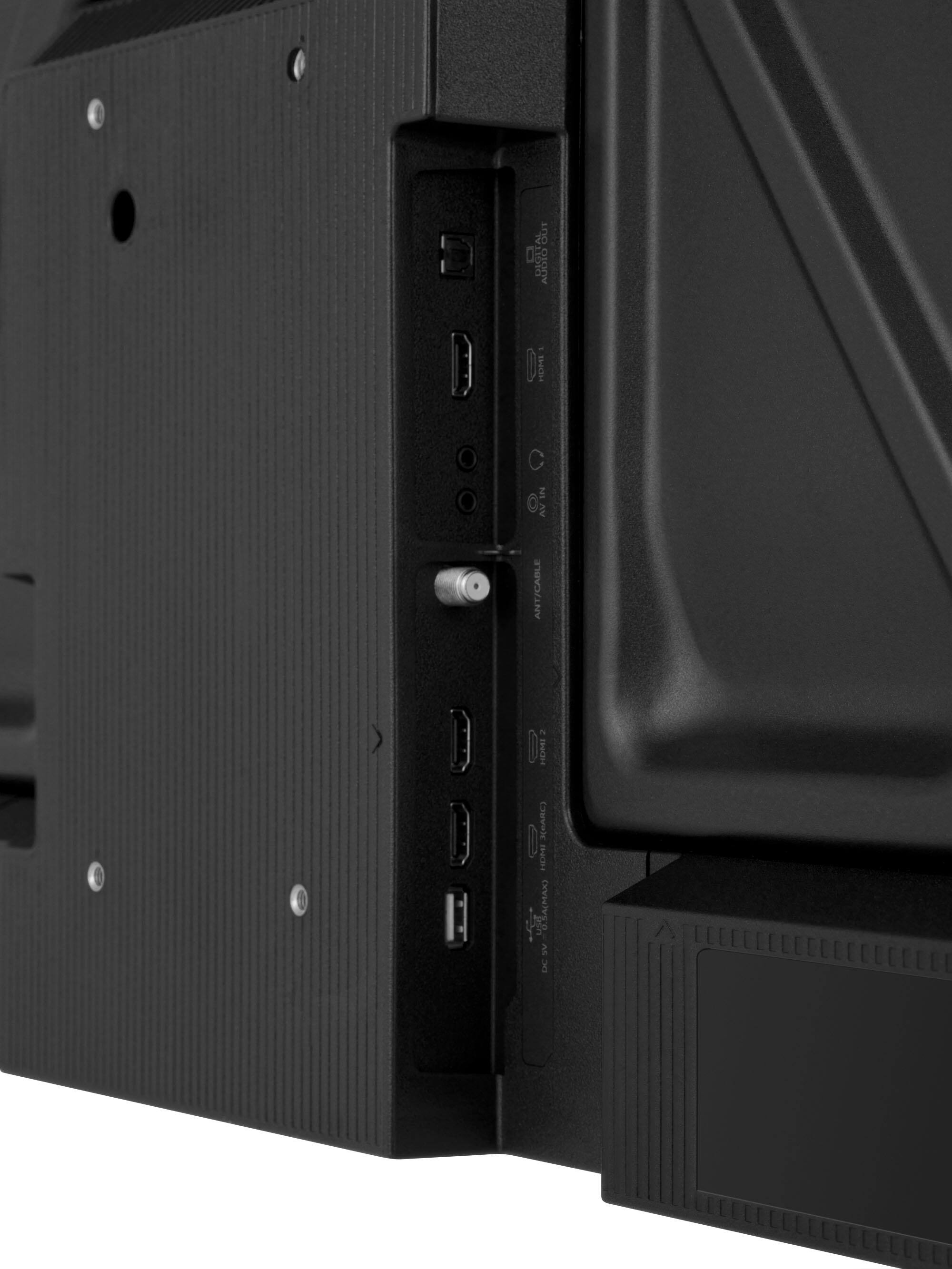 The text on the image reads "OUT I FORT, AUDIO E 0 No ANT/CABLE - I PROPA I acm I LSer OSA(MAX W)." This text is likely a description or information related to the electronic device, such as a TV or gaming console. It could be referring to the audio capabilities, connectivity options, or other features of the device.