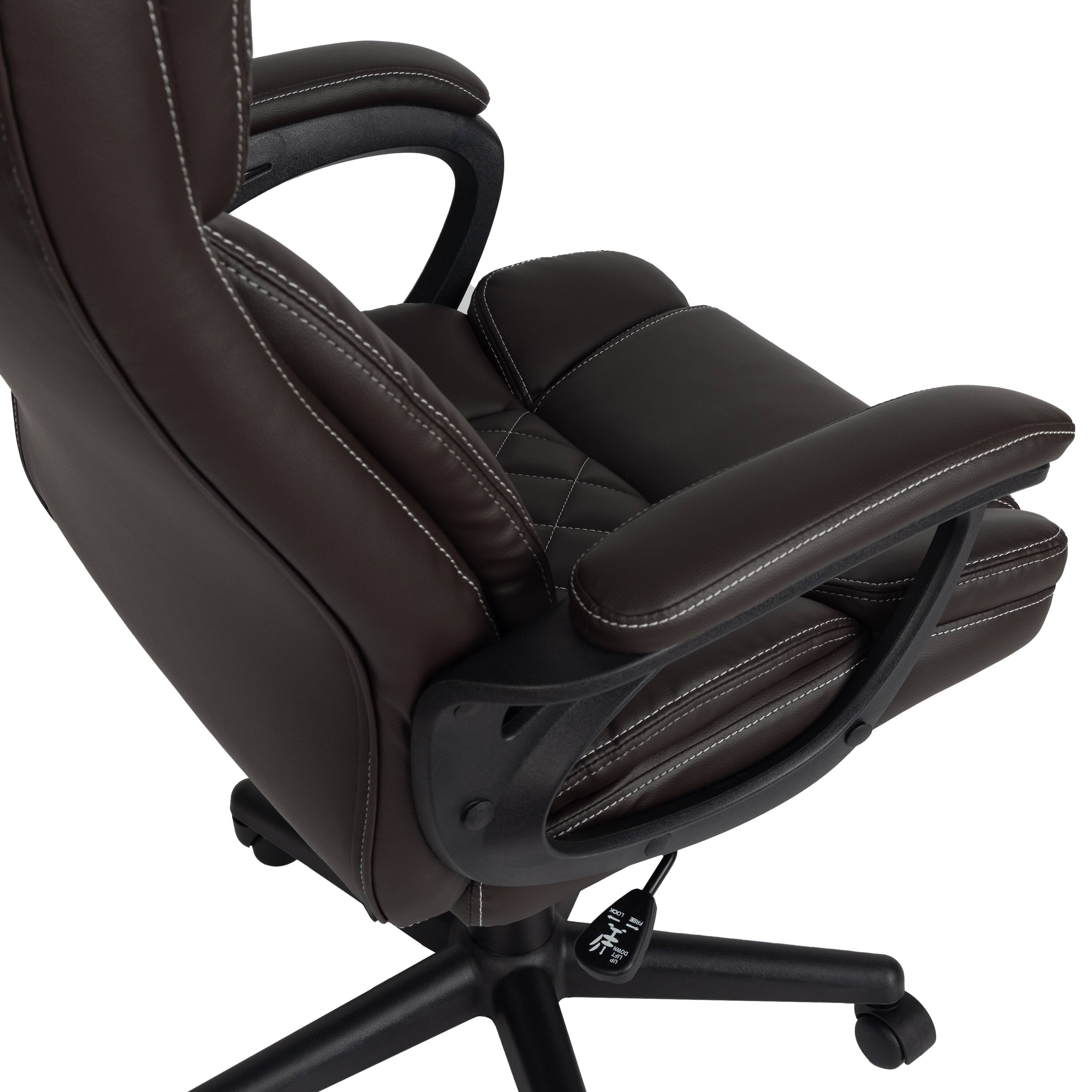 Alt View 3. Forest'nSky - Techni Mobili Executive High-Back Office Chair, Brown Faux Leather with Diamond Stitching - Brown.