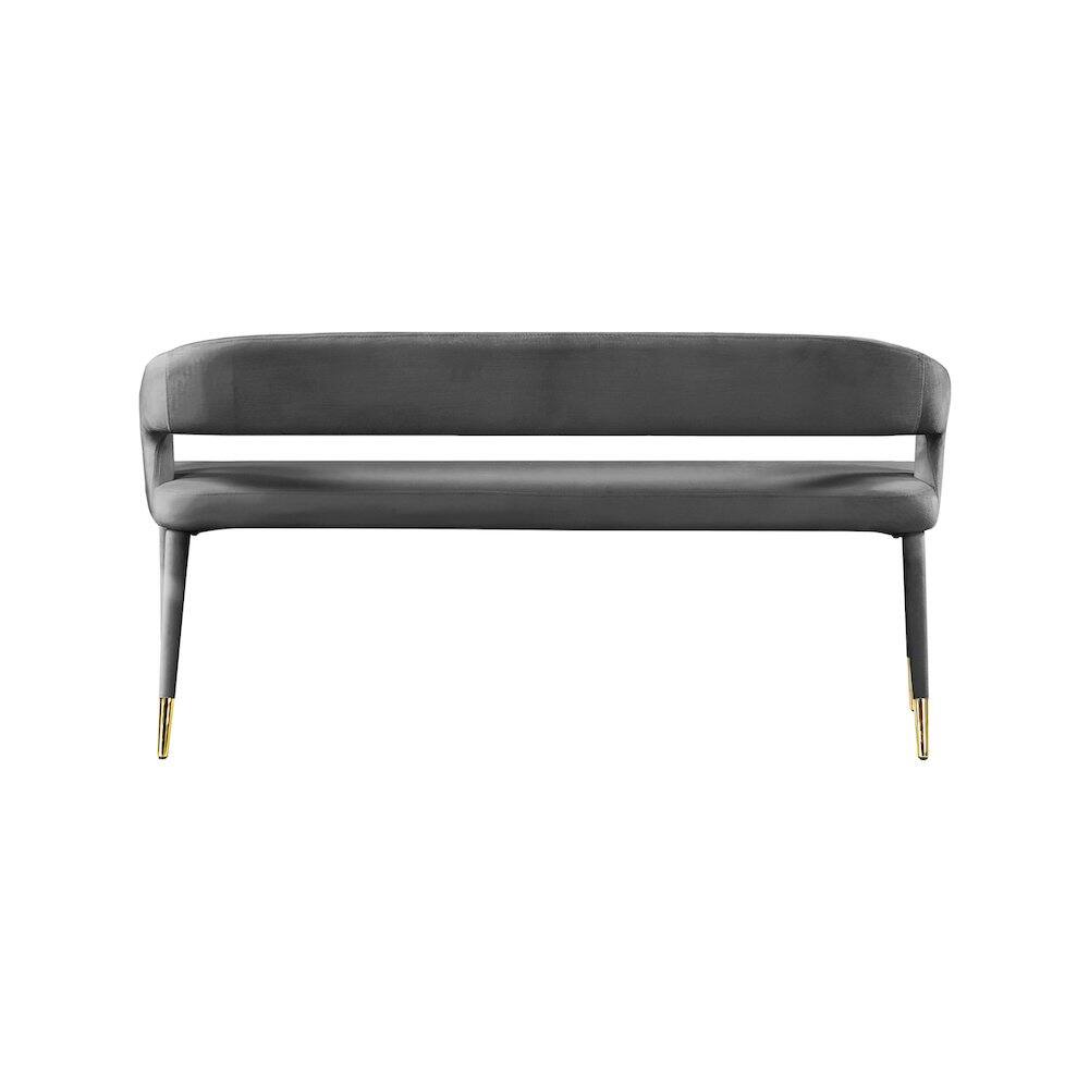Angle. Meridian Furniture - Destiny Grey Velvet Bench - Grey Velvet.