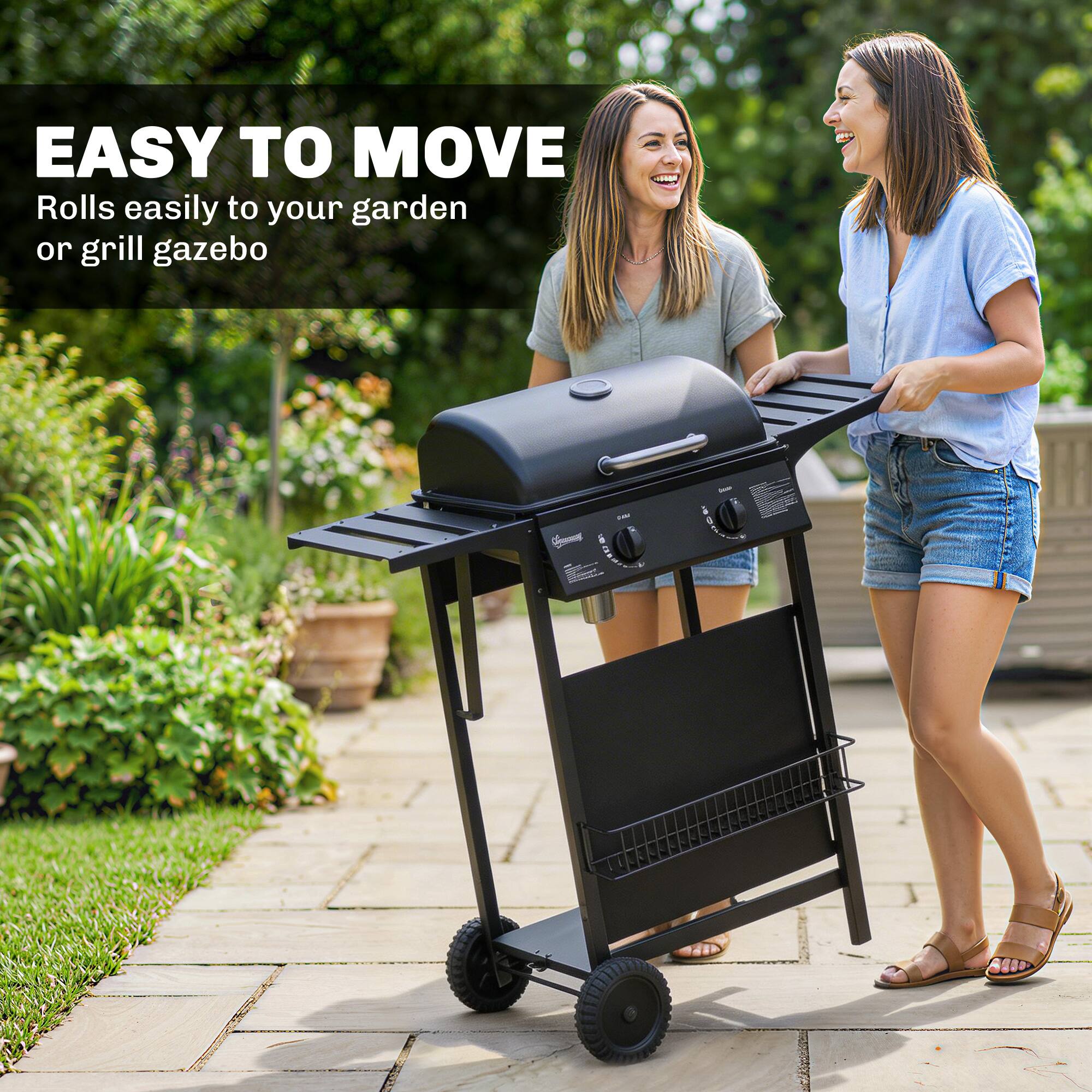 EASY TO MOVE  
Rolls easily to your garden or grill gazebo