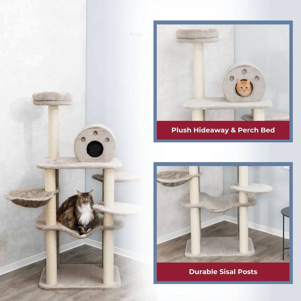 Plush Hideaway & Perch Bed  
Durable Sisal Posts
