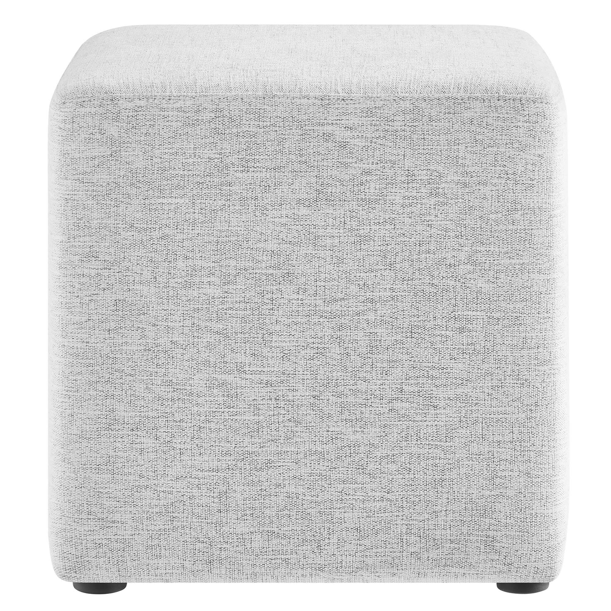 Alt View 4. Modway - Callum 17" Square Woven Heathered Fabric Upholstered Ottoman by Modway - Heathered Weave Light Gray.