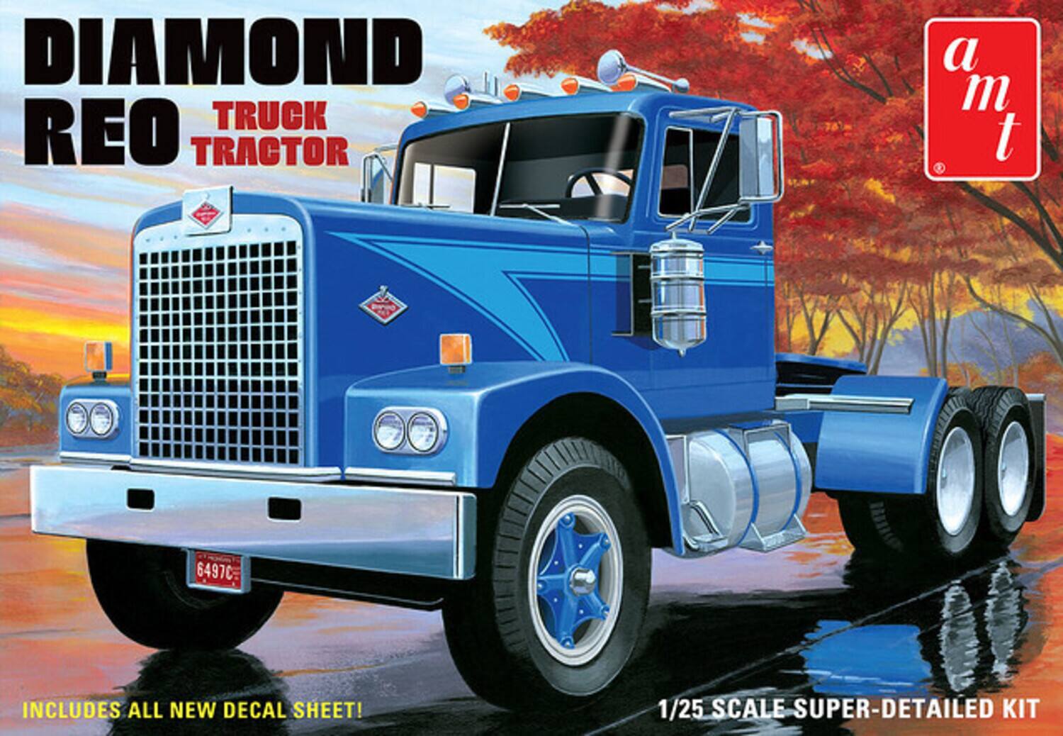 DIAMOND REO TRUCK TRACTOR  
a m t  
6497C  
INCLUDES ALL NEW DECAL SHEET!  
1/25 SCALE SUPER-DETAILED KIT