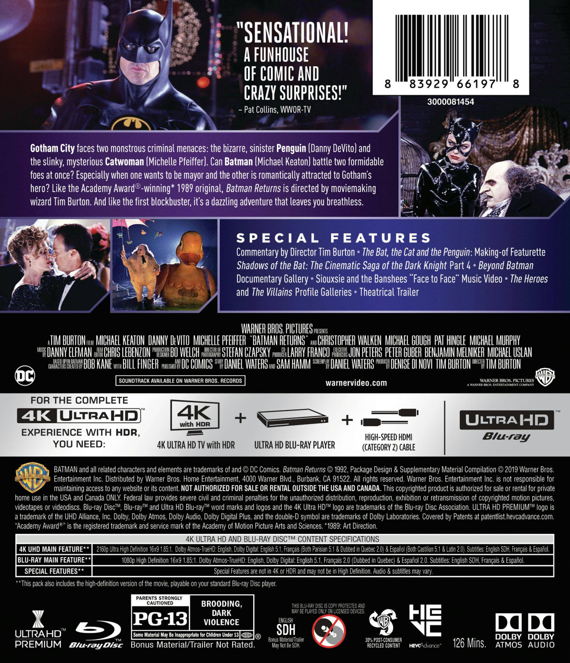 Back. Batman Returns (4K Ultra HD + Blu-ray) [UHD].
