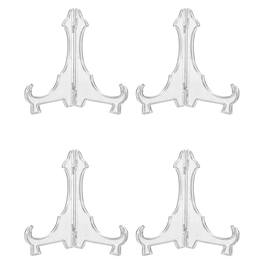 Unique Bargains - 4pcs Acrylic Easels Plate Stands 4.72 Inch Folding Display Stands Holder for Frames Pictures Magazines - Clear