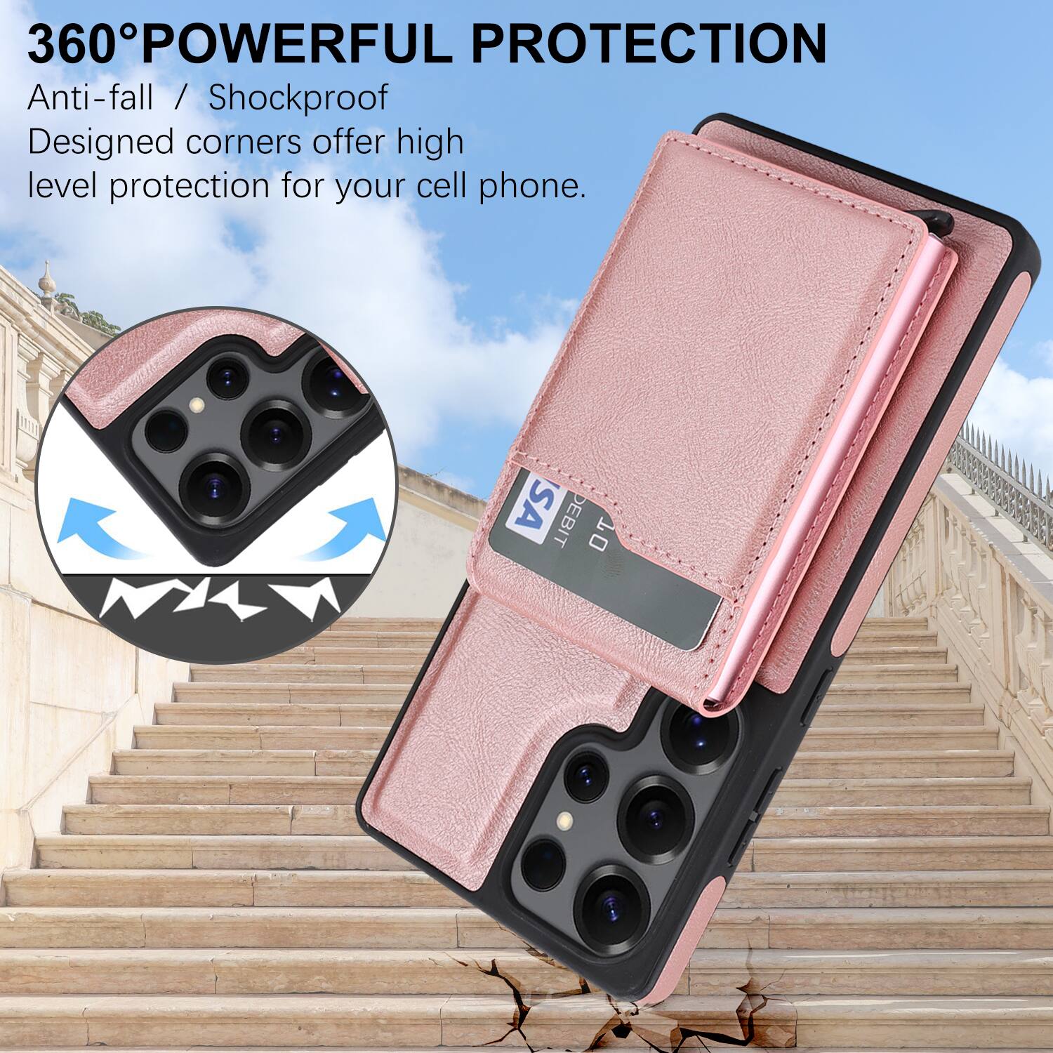 360° POWERFUL PROTECTION  
Anti-fall / Shockproof  
Designed corners offer high level protection for your cell phone.