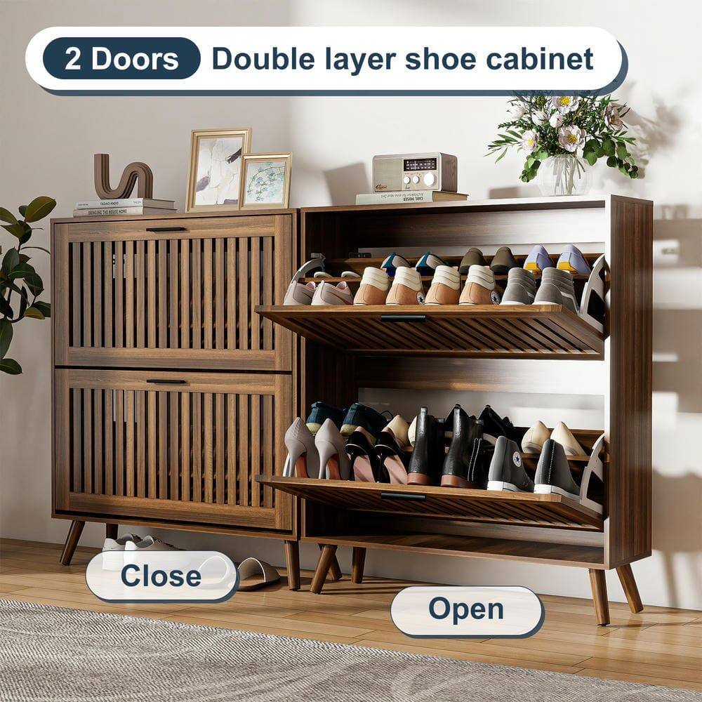 2 Doors  
Double layer shoe cabinet  

Close  
Open