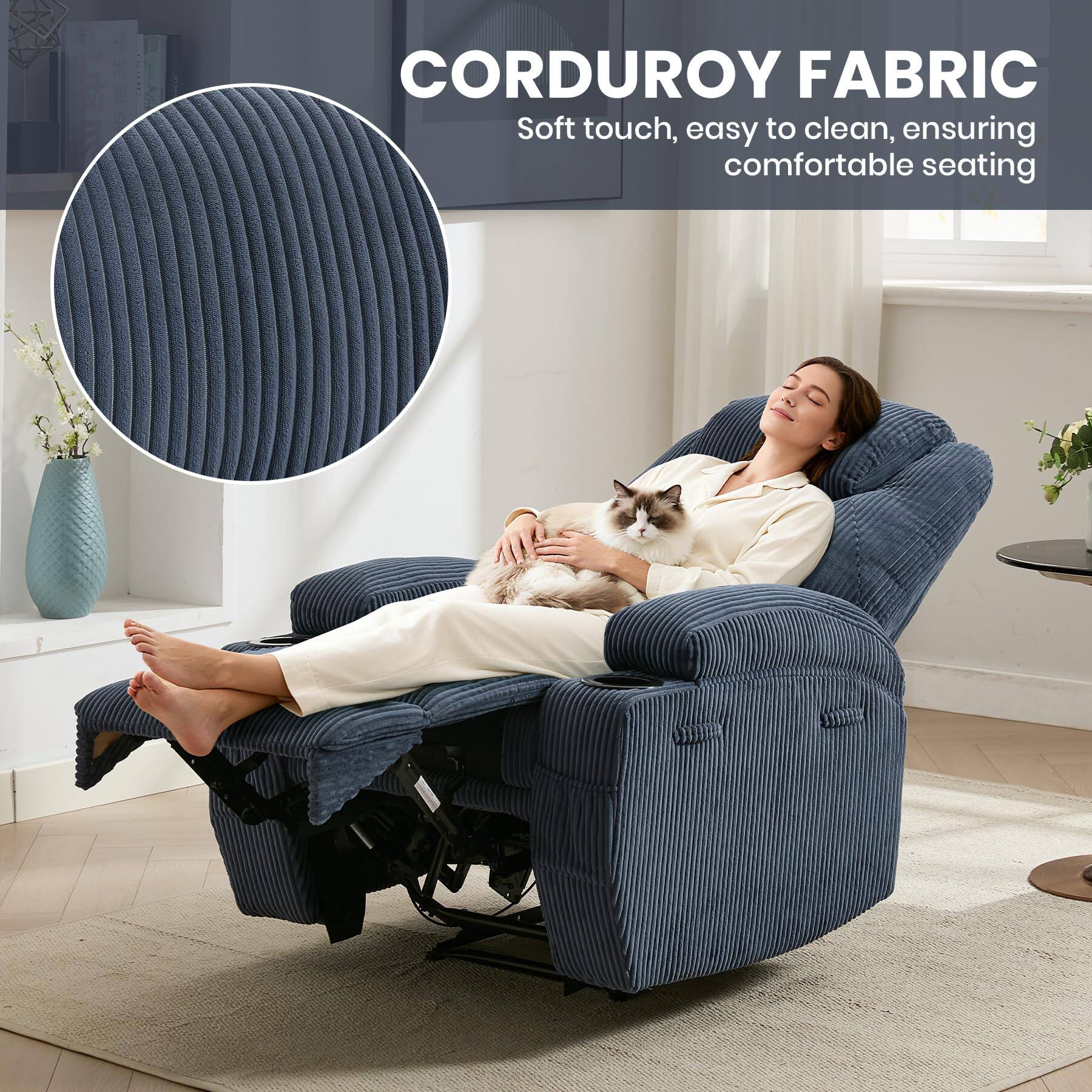 CORDUROY FABRIC  
Soft touch, easy to clean, ensuring comfortable seating
