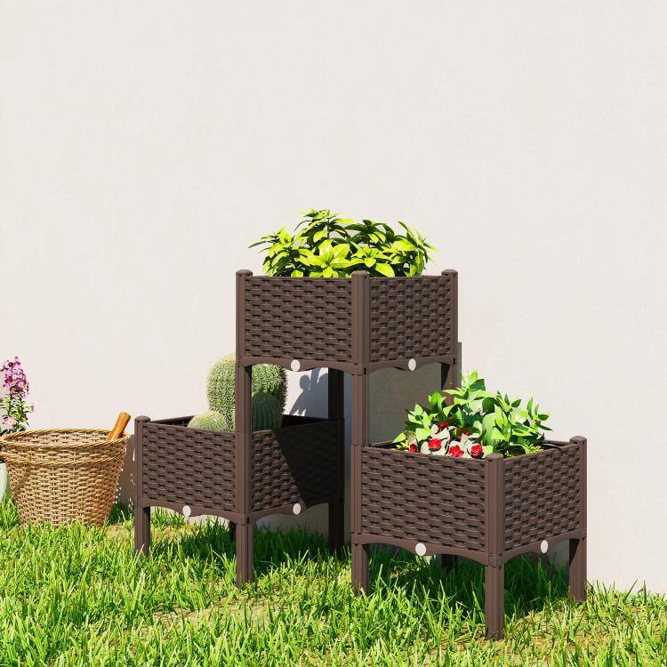 Alt View 2. PULUZ - Plastic Raised Garden Bed with Legs, Self Watering Elevated Planter Boxes with Drainage Holes and Plugs, Easy Assembly.
