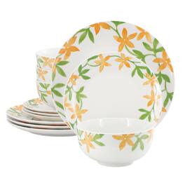 Gibson - Home Surrey Hill 12 Piece Round Fine Ceramic Dinnerware Set - White