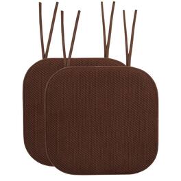 Sweet Home Collection - Honeycomb Memory Foam Non-Slip 16" x 16" Chair Cushion Pad with Ties, 2-Pack - Chocolate