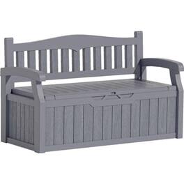 Hivvago - Heavy Duty Plastic Outdoor Storage Garden Bench Patio Deck Box - Gray