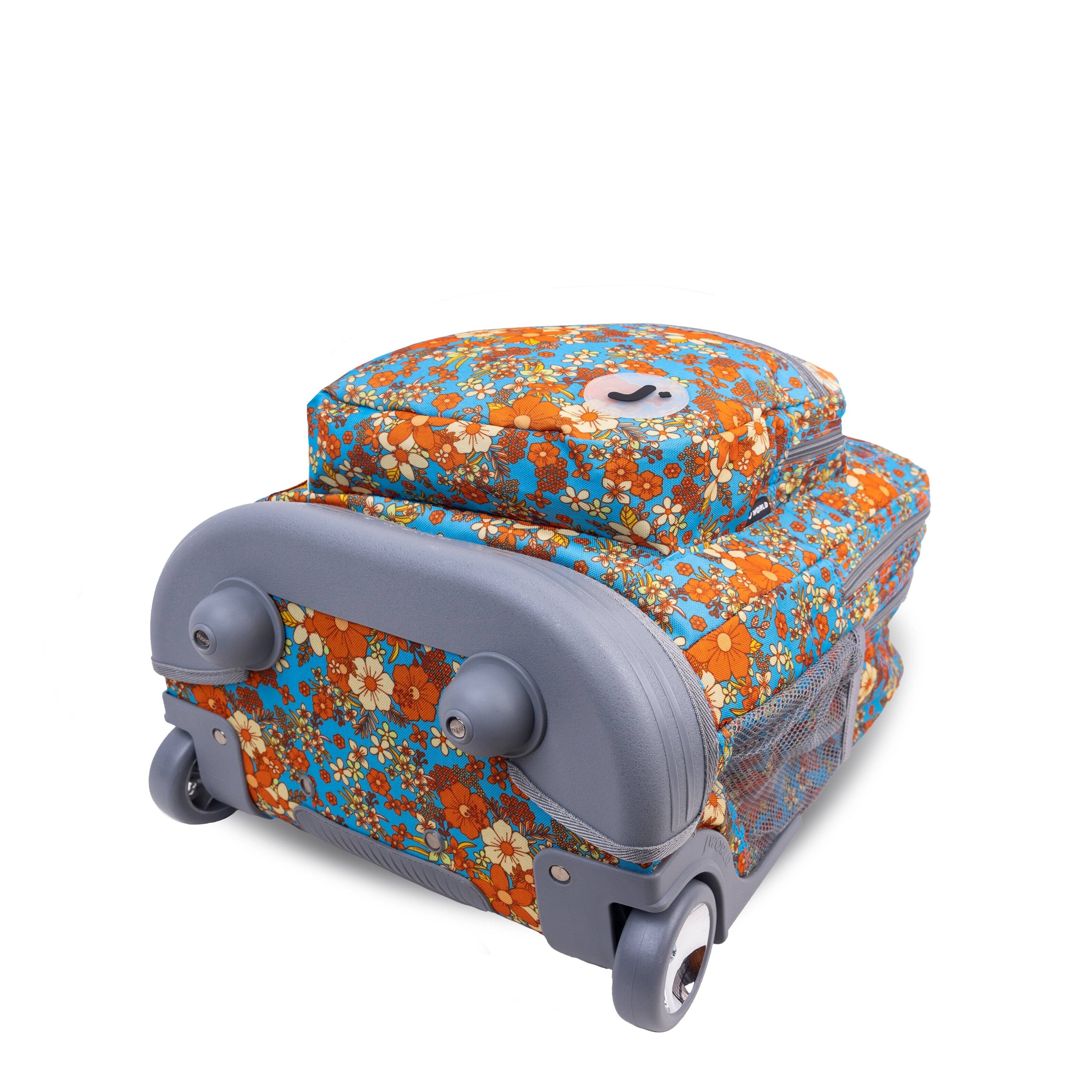 Alt View 1. J World - J World Girls Sundance 20" Rolling Backpack With Laptop Sleeve For School And Travel, Retro Bloom - RETRO BLOOM.